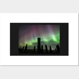 Callanish standing stones and Aurora Posters and Art